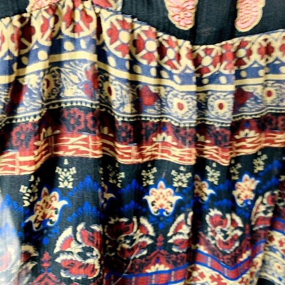 Vero Moda Mix Print Paisley 3/4 Sleeve Sheer Mini Smock Dress Multicolor Large - Picture 7 of 12